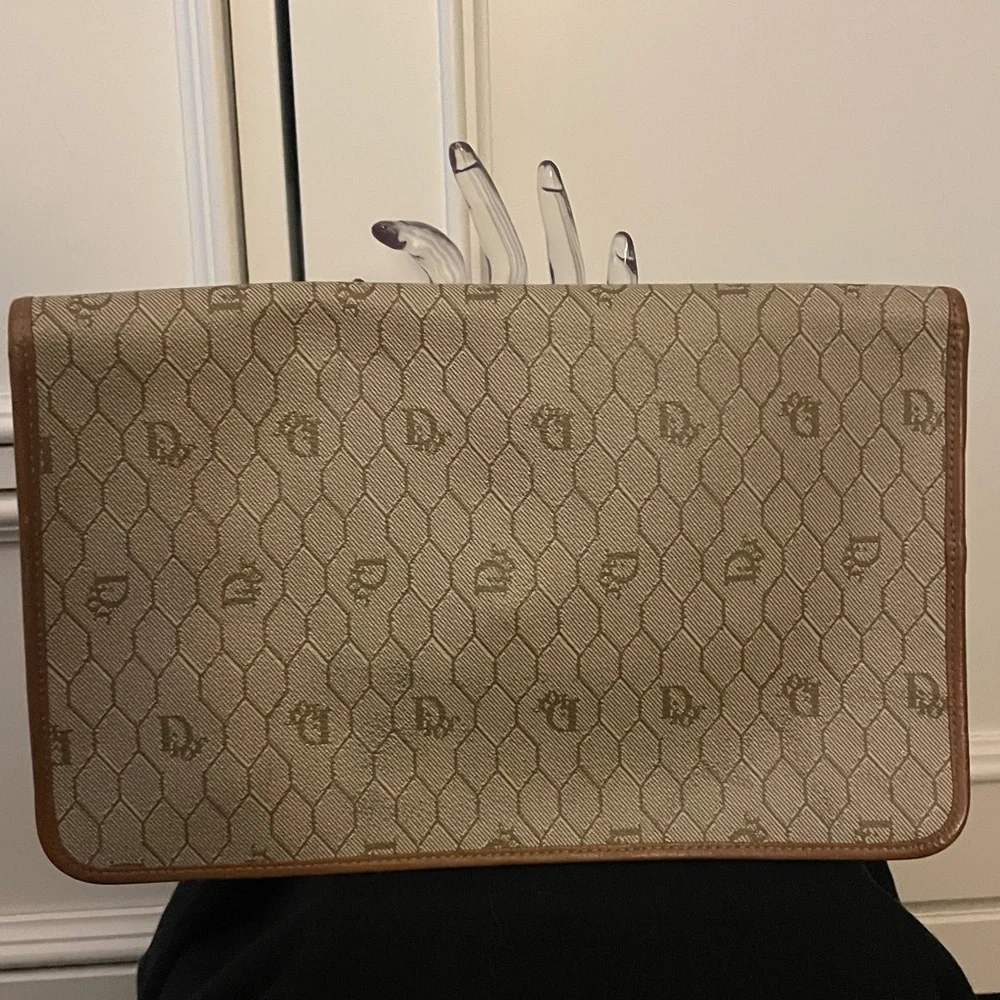 Christian Dior Vinage Beige and Brown Monogram Clutch - Picture 6 of 13
